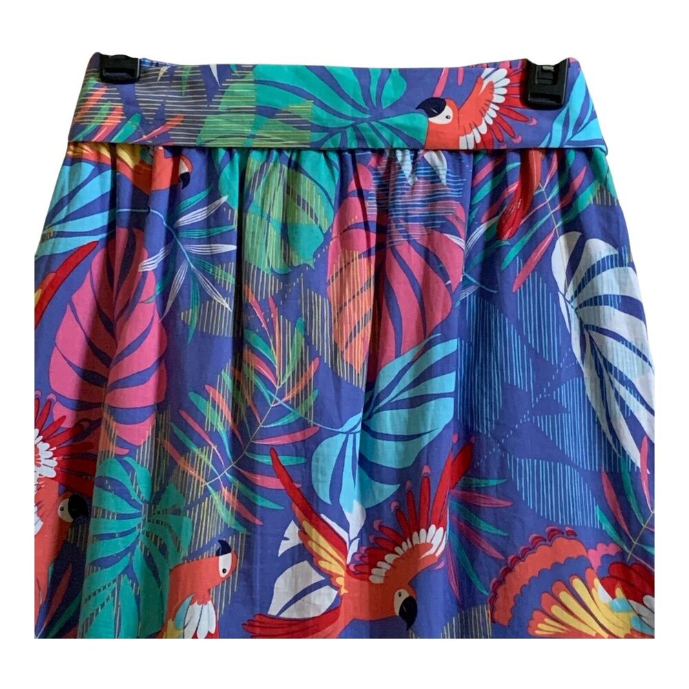 Talbots Midi Skirt SIZE PL Tropical Hawaiian Pleated Pockets Lined Ruffled Beach - Picture 8 of 13